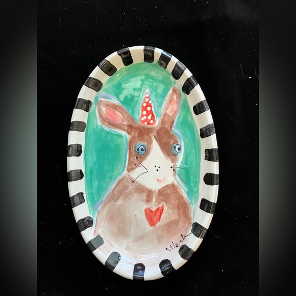 Handmade Ceramic Serving Tray” Bunny “Design 12”x8”Original Design - Picture 5 of 10